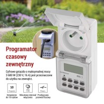 Cyfrowy programator czasowy IP44 zewnętrzny