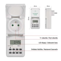 Časovač – digitální spínací zásuvka venkovní IP44