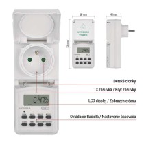 Časovač – digitálna spínacia zásuvka vonkajšia IP44