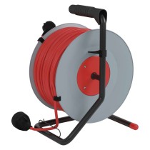 Prodlužovací kabel na bubnu 50 m / 1 zásuvka / červený / PVC / 230 V / 1,5 mm2