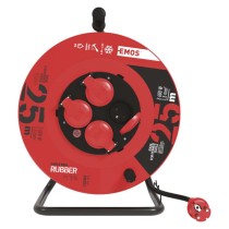 Vonkajší predlžovací kábel na bubne 25 m / 4 zásuvky / čierny / guma / 230 V / 1,5 mm2