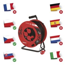 Vonkajší predlžovací kábel na bubne 25 m / 4 zásuvky / čierny / guma / 230 V / 1,5 mm2