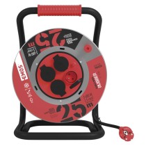 Venkovní prodlužovací kabel na bubnu 25 m / 4 zásuvky / černý / guma / 230 V / 1,5 mm2