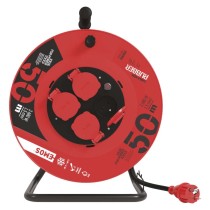Venkovní prodlužovací kabel na bubnu 50 m / 4 zásuvky / černý / guma / 230 V / 1,5 mm2
