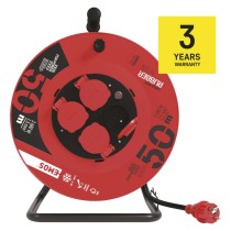 Venkovní prodlužovací kabel na bubnu 50 m / 4 zásuvky / černý / guma / 230 V / 1,5 mm2
