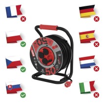 Venkovní prodlužovací kabel na bubnu 50 m / 4 zás. / černý / guma-neopren / 230V / 1,5 mm2