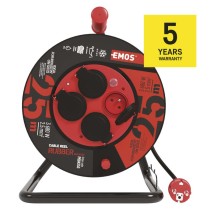 Venkovní prodlužovací kabel na bubnu 25 m / 4 zás. / černý / guma-neopren / 230V / 2,5 mm2
