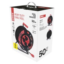 Vonkajší predlžovací kábel na bubne 50 m / 4 zás. / čierny / guma-neoprén / 230V / 2,5 mm2