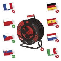 Vonkajší predlžovací kábel na bubne 50 m / 4 zás. / čierny / guma-neoprén / 230V / 2,5 mm2