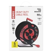 Vonkajší predlžovací kábel na bubne 50 m / 4 zás. / čierny / guma-neoprén / 230V / 2,5 mm2