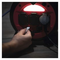 Počasí odolný prodluž. kabel na bubnu 20 m / 3 zásuvky / modrý / PVC / 230 V / 1,5 mm2