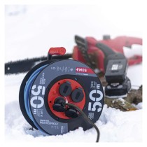 Počasí odolný prodluž. kabel na bubnu 50 m / 4 zásuvky / modrý / PVC / 230 V / 1,5 mm2