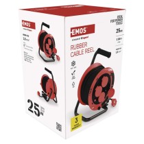 Venkovní prodlužovací kabel na bubnu 25 m / 4 zásuvky / guma / 230 V / 1,0 mm2 / IP44
