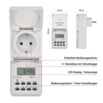 Digitale Zeitschaltuhr, IP44 für den Außenbereich
