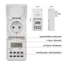 Digitális kapcsoló aljzat, kültéri, IP44