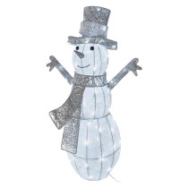 LED Weihnachts-Schneemann Rattan, 82 cm, Außen und Innen, Kaltweiß, Timer