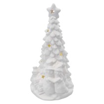 Keramischer LED-Baum mit Schneemännern, 33,5 cm, 2x AA, Innen, warmweiss