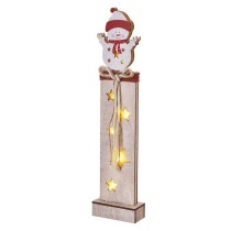 LED Holzdekoration – Schneemann, 46 cm, 2x AA, Innen, warmweiss, Timer