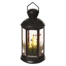 LED Deko – Weihnachtslaterne mit Kerzen, schwarz, 35,5 cm, 3x C, Innen, Vintage