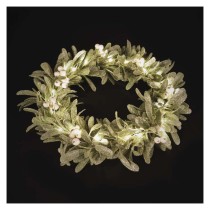 LED dekoráció - fagyöngy koszorú, 3x AA, meleg fehér, időzítő