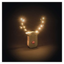 LED dekoráció, fa -rénszarvas, 16 cm, 2x AAA, beltéri, meleg fehér, időzítő, 12db, display