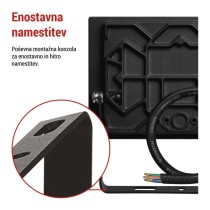 LED reflektor TAMBO, 20 W, 2000 lm, IP65, črna