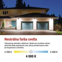 LED reflektor TAMBO, 20 W, 2000 lm, IP65, čierny