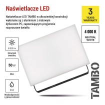 Naświetlacz LED TAMBO, 50 W, 5000 lm, IP65, czarny