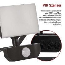 LED-es reflektor TAMBO mozgásérzékelővel, 10 W, 1000 lm, fekete