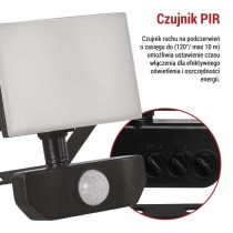 Naświetlacz LED TAMBO z czujnikiem PIR, 10 W, 1000 lm, czarny