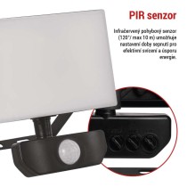 LED reflektor TAMBO se senzorem pohybu, 20 W, 2000 lm, černý