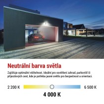 LED reflektor TAMBO se senzorem pohybu, 20 W, 2000 lm, černý