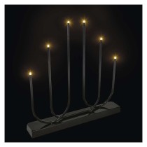 LED gyertyatartó, fém, fekete, 40 cm, 2x AA, beltéri, meleg fehér