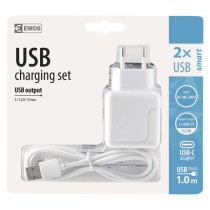 Duálny USB adaptér do siete+micro USB kabel + USB-C redukcia