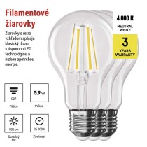 LED žiarovka Filament A60 / E27 / 5,9 W (60 W) / 806 lm / Neutrálna biela