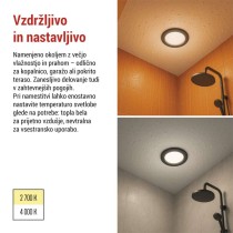 LED reflektor LORI črne barve, okrogel, 4,5W CCT
