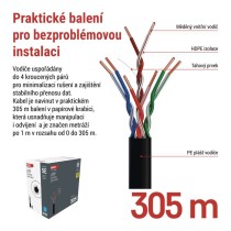 Datový kabel UTP 5E, outdoor, 305m