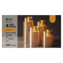 LED sviečky, 5×10/12,5/15/17,5cm, biele, 2× AA, 4 ks