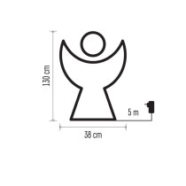 LED vianočný anjel ratanový, 130cm, vnútorný, studená b., č.