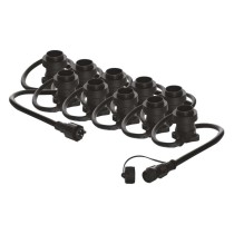 Sorolható fényfüzér 10 db E27 izzóval, tápvezeték nélkül, 7,35 m, kültéri és beltéri