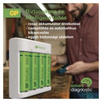GP Akkumulátor töltő Eco E411+ 4× AA 2100 + 4× AAA 800