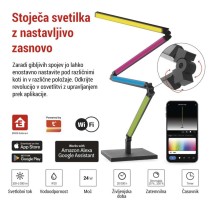 GoSmart LED stoječa svetilka, črna, 175 cm, topla bela / RGBIC WiFi