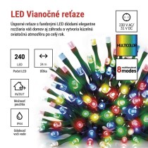 LED vianočná reťaz, 24 m, vonkajšia aj vnútorná, multicolor, programy, časovač
