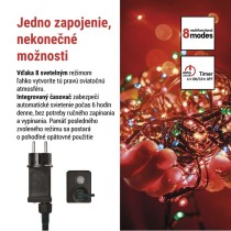 LED vianočná reťaz, 24 m, vonkajšia aj vnútorná, multicolor, programy, časovač