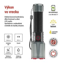 LED nabíjacie kovové svietidlo 3000 lm, 5000 mAh