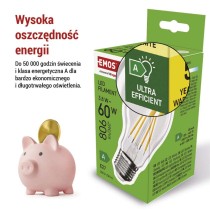 Żarówka LED Filament A60 A CLASS/ E27 / 3,8 W (60 W) / 806 lm / ciepła biel