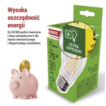 Żarówka LED Filament A60 A CLASS/ E27 / 5 W (75 W) / 1 060 lm / ciepła biel