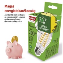LED izzó Filament A60 A CLASS / E27 / 7,2 W (100 W) / 1521 lm / meleg fehér