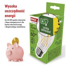 Żarówka LED Filament A60 A CLASS/ E27 / 3,8 W (60 W) / 806 lm / neutralna biel