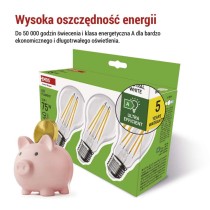 Żarówka LED Filament A CLASS A60 / E27 / 5 W (75 W) / 1 060 lm / neutralna biel